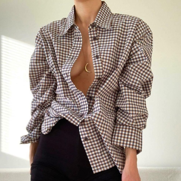 UNIQLO U Long Sleeve Button Down Shirt Gingham XS - Picture 1 of 4